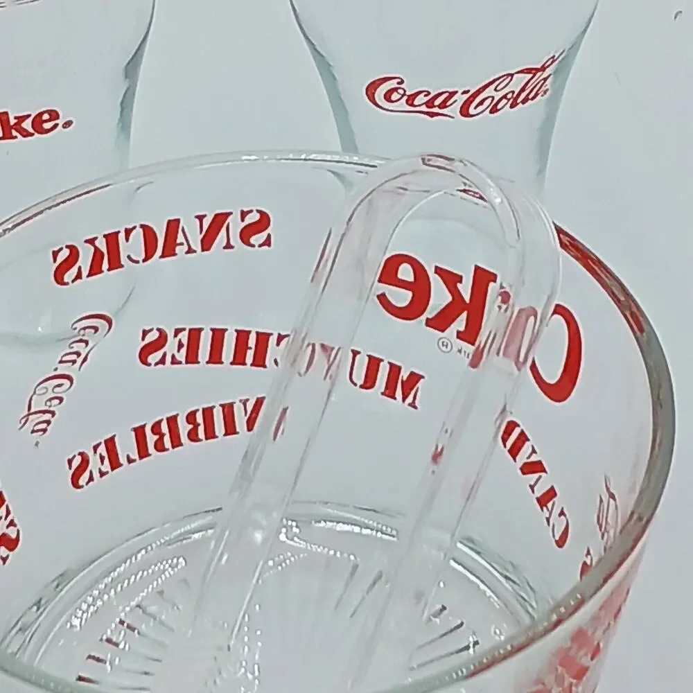 Vintage Coca-Cola Ice‎ Bowl/Snack Bowl with 6 Matching Coca-Cola Glasses